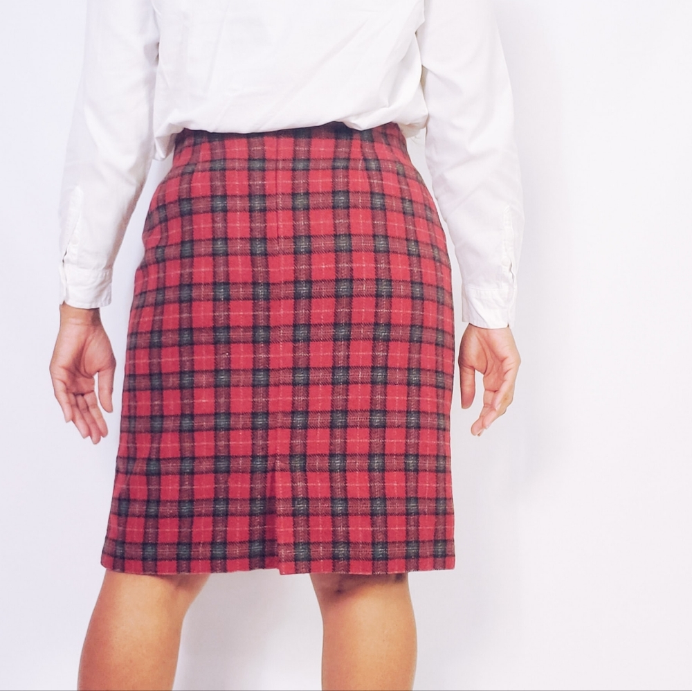 Plaid Wool Skirt - Picture 3 of 8